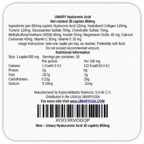 UMOVY Hyaluronic acid - 30 850 mg tablets